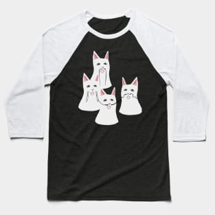 White Meow Gang Mega Mustache Baseball T-Shirt